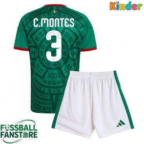 Mexiko Cesar Montes #3 Replik Heimtrikot Kinder WM 2026 Kurzarm (+ Kurze Hosen)